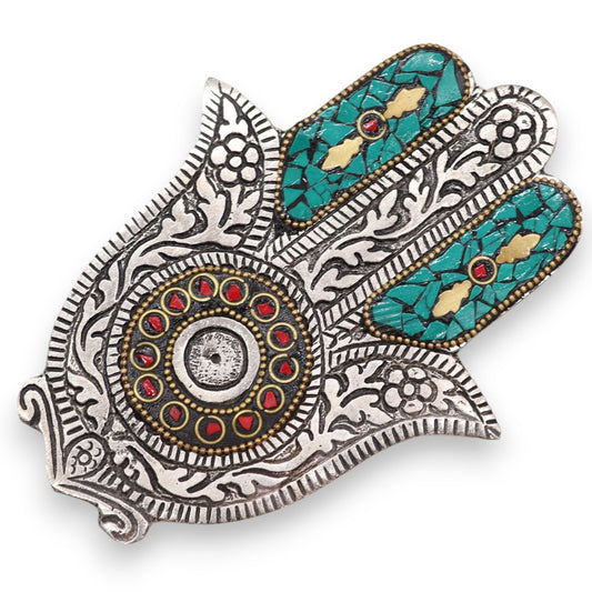 Porta-incienso Hamsa Verde