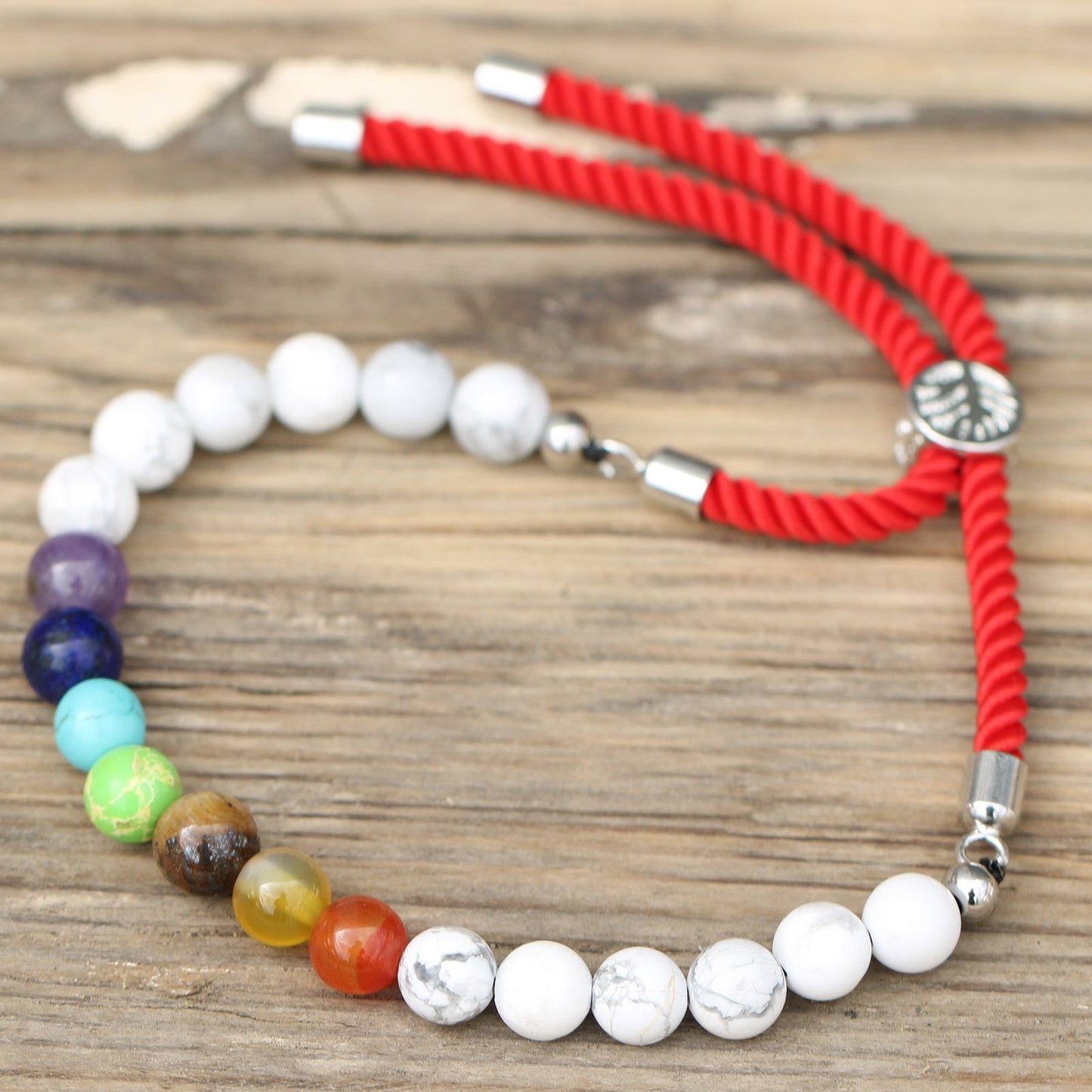 Pulsera de  Khaulita blanca y Chakras