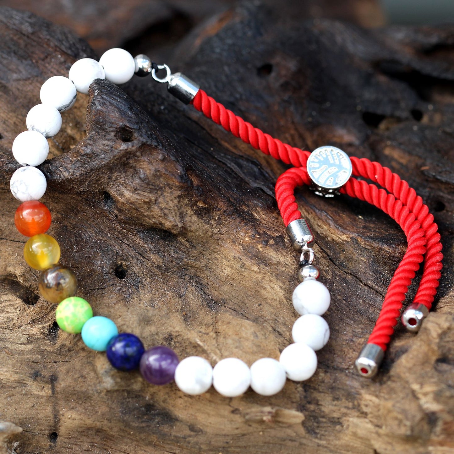 Pulsera de  Khaulita blanca y Chakras